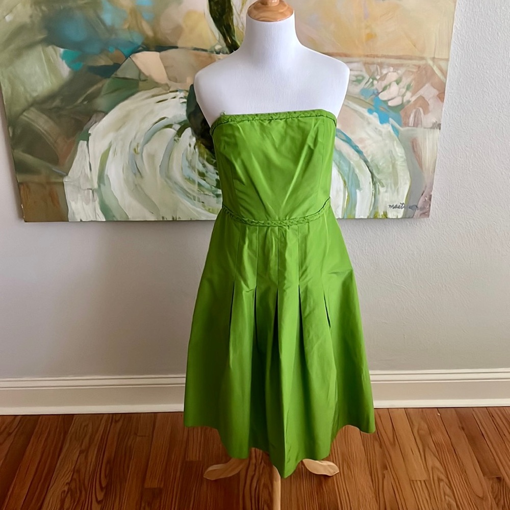 2 for $25---Vintage Lilly Pulitzer Strapless Silk Green dress 4